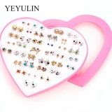 New Arrival Round triangle Shaped Silver Gold Black Color Alloy Stud Earring For Women Ear Jewelry 4 pairs