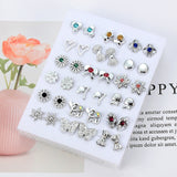 New Arrival Round triangle Shaped Silver Gold Black Color Alloy Stud Earring For Women Ear Jewelry 4 pairs