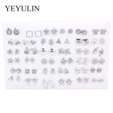 New Arrival Round triangle Shaped Silver Gold Black Color Alloy Stud Earring For Women Ear Jewelry 4 pairs
