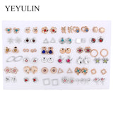 New Arrival Round triangle Shaped Silver Gold Black Color Alloy Stud Earring For Women Ear Jewelry 4 pairs