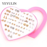 New Arrival Round triangle Shaped Silver Gold Black Color Alloy Stud Earring For Women Ear Jewelry 4 pairs