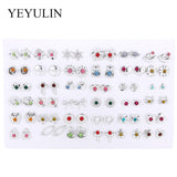 New Arrival Round triangle Shaped Silver Gold Black Color Alloy Stud Earring For Women Ear Jewelry 4 pairs