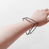 New Brief Style Minimalist Black Plated Copper Hollow Out Triangle Square Bangle Cuff Statement Bracelets & Bangles Bijoux 2019