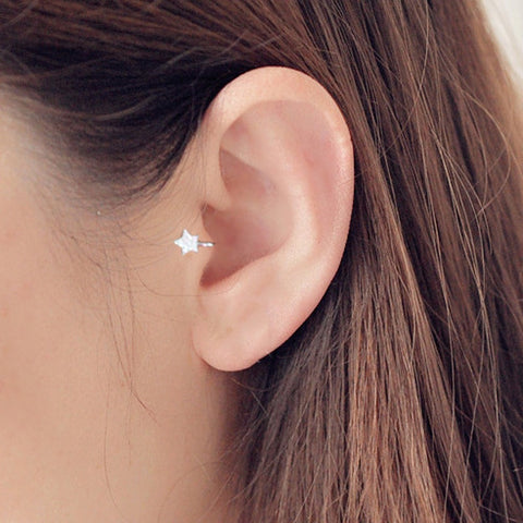 New Cute Korean Style AAA Cezch Zircon Little Star Non Piercing Clip Earring Ear Cuff Tragus Earring 2018 Femme Bijoux Brincos