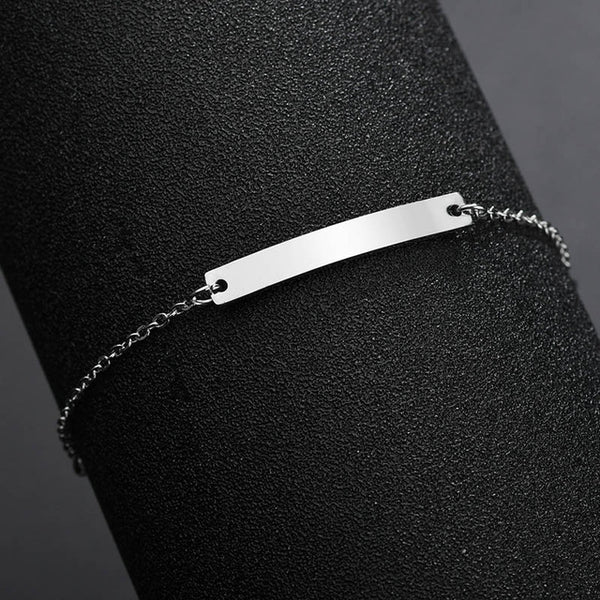 New Design Stainless Steel Custom Name ID Bar Bracelet For Boy Girl Gold Color Charm Children Bracelets Best Friends Gift