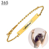 New Design Stainless Steel Custom Name ID Bar Bracelet For Boy Girl Gold Color Charm Children Bracelets Best Friends Gift