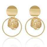 New Gold Metal Earrings For Women Girls Round Geometric Earrings Indian Brincos Accessories Female Vintage Circle Earrings 2019