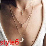 New Multilayer Crystal Moon Necklaces & Pendants For Women Vintage Charm Gold Choker Necklace 2019 Bohemian Jewelry Wholesale