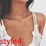 New Multilayer Crystal Moon Necklaces & Pendants For Women Vintage Charm Gold Choker Necklace 2019 Bohemian Jewelry Wholesale