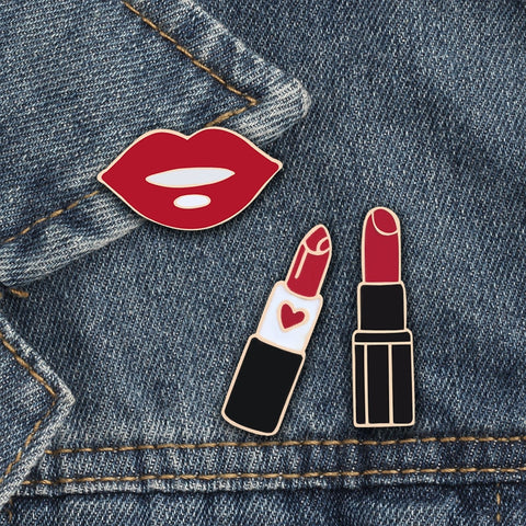 New Sexy Lips Lipstick Creative Brooch Collar Hat Metal Enamel Pin Brooches For women Popular Lapels Pins Badge Jewelry Gift
