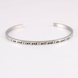 New Silver Stainless Steel Bangle Engraved Positive Inspirational Quote Handmade Cuff Mantra Bracelets For Women Best Gifts