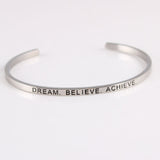 New Silver Stainless Steel Bangle Engraved Positive Inspirational Quote Handmade Cuff Mantra Bracelets For Women Best Gifts