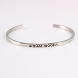 New Silver Stainless Steel Bangle Engraved Positive Inspirational Quote Handmade Cuff Mantra Bracelets For Women Best Gifts