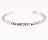 New Silver Stainless Steel Bangle Engraved Positive Inspirational Quote Handmade Cuff Mantra Bracelets For Women Best Gifts