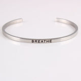 New Silver Stainless Steel Bangle Engraved Positive Inspirational Quote Handmade Cuff Mantra Bracelets For Women Best Gifts