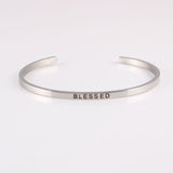 New Silver Stainless Steel Bangle Engraved Positive Inspirational Quote Handmade Cuff Mantra Bracelets For Women Best Gifts