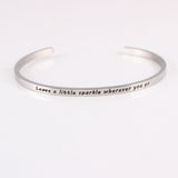 New Silver Stainless Steel Bangle Engraved Positive Inspirational Quote Handmade Cuff Mantra Bracelets For Women Best Gifts