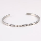 New Silver Stainless Steel Bangle Engraved Positive Inspirational Quote Handmade Cuff Mantra Bracelets For Women Best Gifts