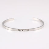 New Silver Stainless Steel Bangle Engraved Positive Inspirational Quote Handmade Cuff Mantra Bracelets For Women Best Gifts