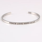 New Silver Stainless Steel Bangle Engraved Positive Inspirational Quote Handmade Cuff Mantra Bracelets For Women Best Gifts