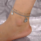 New Summer Barefoot sandals Beach Anklets Hollow Out Water Droplet Shape Multi-storey Foot Fashion Jewelry Boho Vintage KB348