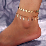 New Summer Barefoot sandals Beach Anklets Hollow Out Water Droplet Shape Multi-storey Foot Fashion Jewelry Boho Vintage KB348