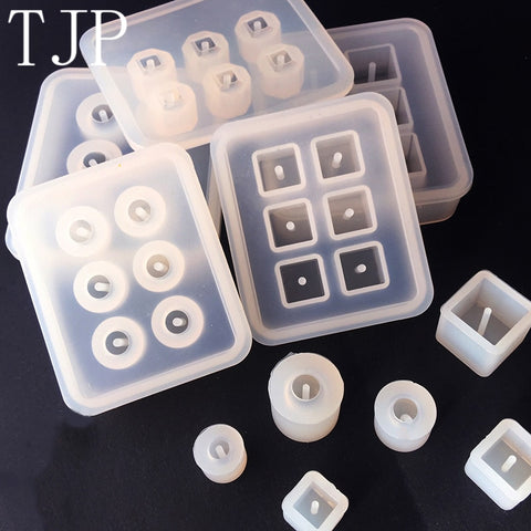 New Transparent Rectangle Silicone Beads Mould Square Ball 6 Hanging Holes DIY Epoxy Jewelry Mold resin molds for jewelry