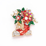 New Year Fashion Christmas Boots Brooch Santa Claus Shoes Carriage Rhinestone Brooch Jewelry for Christmas Color Stone Brooch