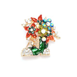 New Year Fashion Christmas Boots Brooch Santa Claus Shoes Carriage Rhinestone Brooch Jewelry for Christmas Color Stone Brooch