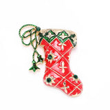 New Year Fashion Christmas Boots Brooch Santa Claus Shoes Carriage Rhinestone Brooch Jewelry for Christmas Color Stone Brooch