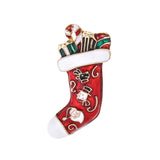 New Year Fashion Christmas Boots Brooch Santa Claus Shoes Carriage Rhinestone Brooch Jewelry for Christmas Color Stone Brooch