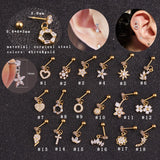 New arrival 18styles gold heart hexagon  crystal tragus ear piercing plug stainless steel daith earrings helix cartilage studs