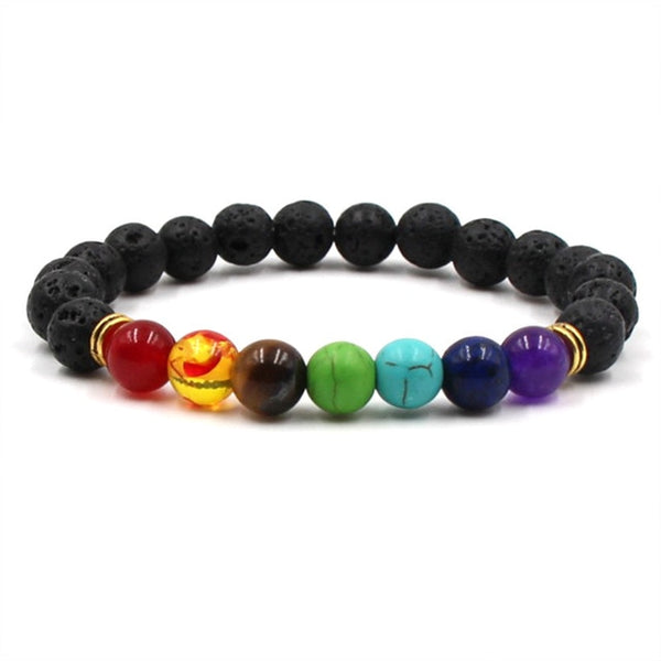 Newst 7 Chakra Bracelet Men Black Lava Healing Balance Beads Reiki Buddha Prayer Natural Stone Yoga Bracelet For Women