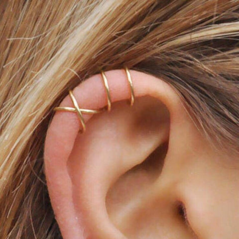 No Pierced Ear Clip Cross C Shape Clip On Earrings Ear Cuff Women Earrings Fashion 925 Sterling Silver Jewelry Ear Wrap Earcuff