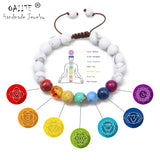 OAIITE  7 Chakra Round Beads Natural Stone Bracelet  For Women Men Healing Balance Therapy Yoga Jewelry Chakra Prayer Adjustable