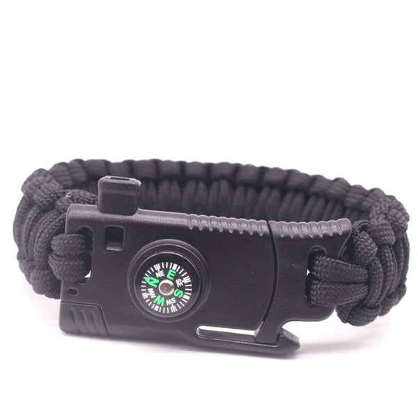 Outdoor Survival Bracelet Men Women Braided Paracord Multi-function Camping Rescue Emergency Rope Bangles Compass Whistle Knife