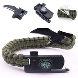 Outdoor Survival Bracelet Men Women Braided Paracord Multi-function Camping Rescue Emergency Rope Bangles Compass Whistle Knife