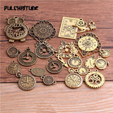 PULCHRITUDE 10pcs Vintage Metal Zinc Alloy Mixed Four Clock Pendant Charms Steampunk Clock Charms for Diy Jewelry Making T6435