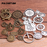 PULCHRITUDE 10pcs Vintage Metal Zinc Alloy Mixed Four Clock Pendant Charms Steampunk Clock Charms for Diy Jewelry Making T6435