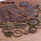 PULCHRITUDE 10pcs Vintage Metal Zinc Alloy Mixed Two Clock Pendant Charms Steampunk Clock Charms for Diy Jewelry Making T3012