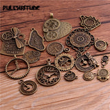 PULCHRITUDE 10pcs Vintage Metal Zinc Alloy Mixed Two Clock Pendant Charms Steampunk Clock Charms for Diy Jewelry Making T3012