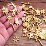 PULCHRITUDE 20Pcs Mixed Two Color Christmas Boot Snowman Boot Snowflake Charms Pendants Jewelry Making Accessor T0977