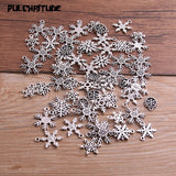 PULCHRITUDE 20pcs Mixed Antique Silver Christmas Snowflake Charms Pendants For Jewelry Making Diy Handmade Jewelry P6665