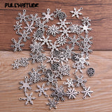 PULCHRITUDE 20pcs Mixed Antique Silver Christmas Snowflake Charms Pendants For Jewelry Making Diy Handmade Jewelry P6665