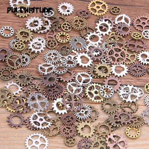 PULCHRITUDE 60PCS 4 Color Small Size 8-15mm Mix Alloy Mechanical Steampunk Cogs & Gears Diy Accessories New Oct Drop ship