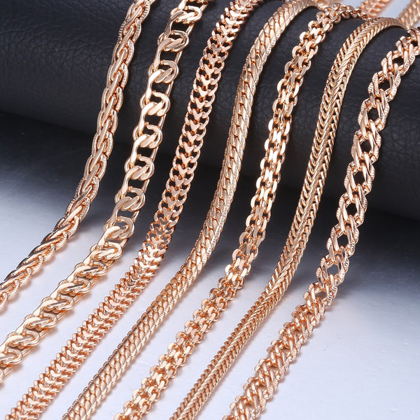 Personalize Necklace For Women Men 585 Rose Gold Venitian Curb Snail Foxtail Link Chains Necklace Fashion Jewelry 50cm 60cm CNN1