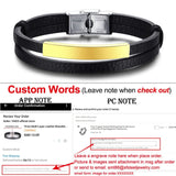 Personalized Genuine Leather Bracelets for Men Women Stainless Steel ID Bar Custom Name Date Adjustable Length Male Pulseira