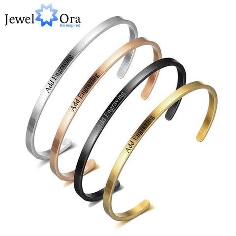 Personalized Gift Friendship Cuff Bracelets for Women Engrave Name Stainless Steel ID Bracelets & Bangles (JewelOra BA101918)
