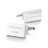 Personalized Mens Shirt Cufflinks Sliver Square Customized Cufflink Wedding Gifts for Groom Laser Engraved LOGO Gemelos Jewelry