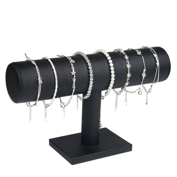 Portable Velvet/PU Leather Bracelet Bangle Necklace Display Rack Jewel ...